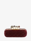 ALEXANDER MCQUEEN VELVET QUILTED FOUR RING CLUTCH