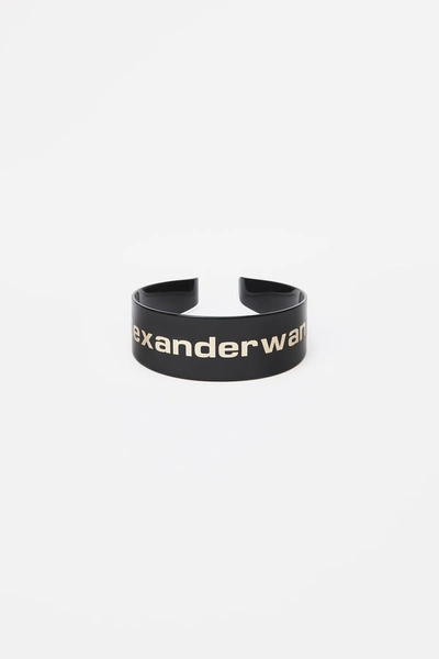 Alexander Wang Gold Logo Headband In Black