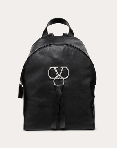 Valentino Garavani Uomo Vring Smooth Calfskin Backpack In Black