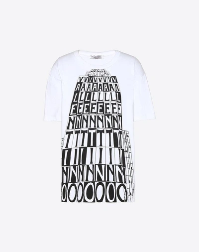 Valentino Tower Cotton Jersey T-shirt In White