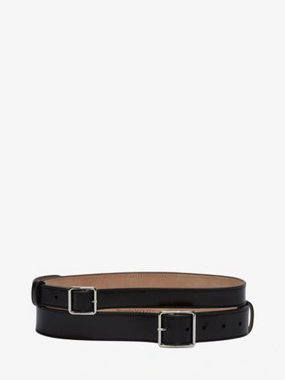 Alexander Mcqueen Double-wrap Studded Belt In Black