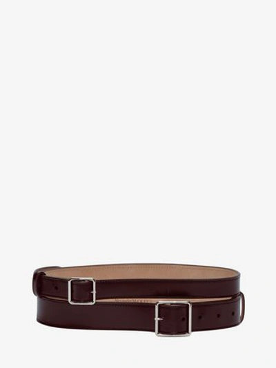 Alexander Mcqueen Double-wrap Leather Belt In Velvet Red