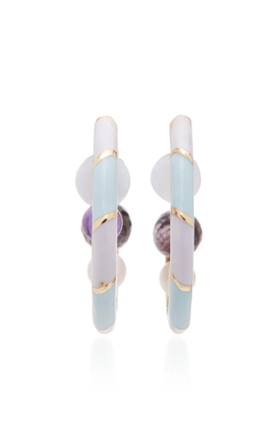 Alice Cicolini Candy Kimono Nibble 14k Gold Multistone Earrings In Purple