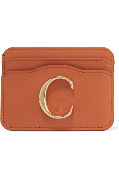 Chloé C Leather Cardholder In Camel