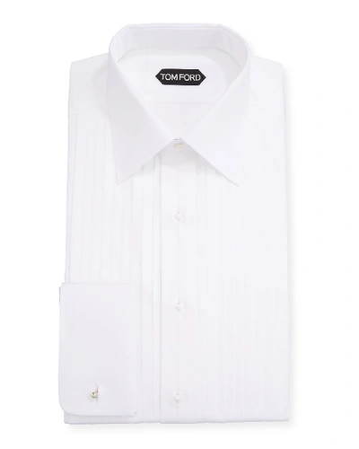 Tom Ford Men's Plisse Formal Dress Shirt In White