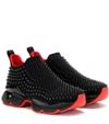 Christian Louboutin Spike Sock Donna Studded Neoprene Sneakers In Black
