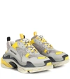 Balenciaga Triple S Logo-embroidered Leather, Nubuck And Mesh Sneakers In Grey
