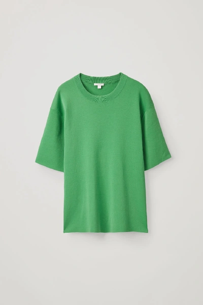 Cos Short-sleeved Knit Top In Green