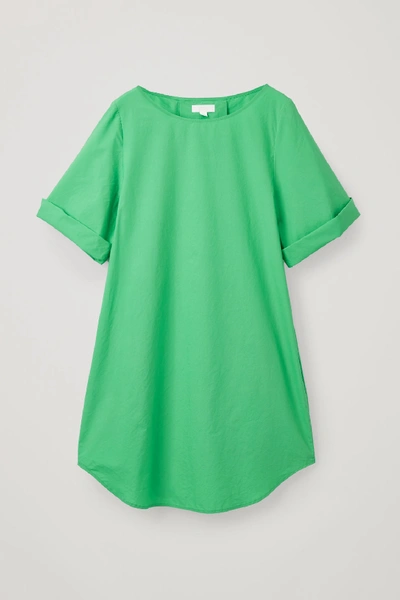 Cos Lightweight-cotton A-line Dress In Green