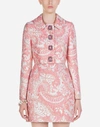 DOLCE & GABBANA CROPPED LAMÉ JACQUARD JACKET WITH BEJEWELED BUTTONS