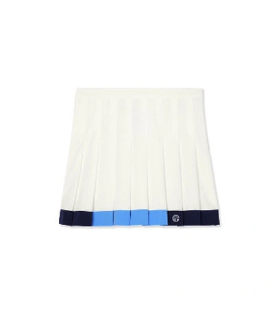 Tory Sport Color-block Pleated Skirt In Snow White