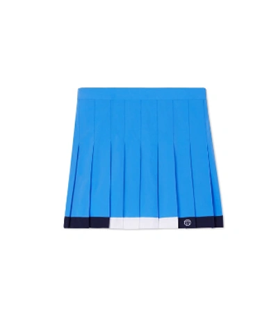 Tory Sport Color-block Pleated Skirt In Sunny Blue