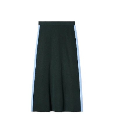 Tory Sport Performance Cashmere Double-stripe Skirt In Conifer