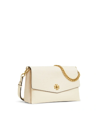 Tory Burch Kira Mixed-materials Double-strap Shoulder Bag In New Cream