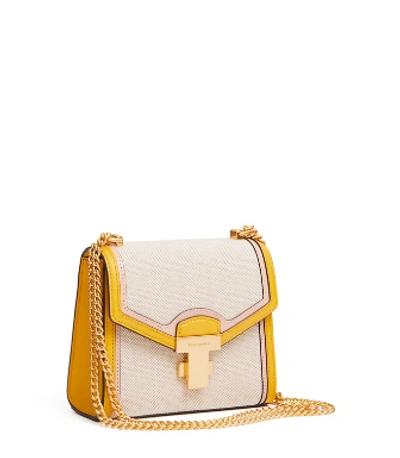 Tory Burch Juliette Canvas Mini Bag In Golden Crest ModeSens