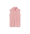 TORY SPORT PERFORMANCE STRIPED SLEEVELESS RUFFLE POLO,192485081312