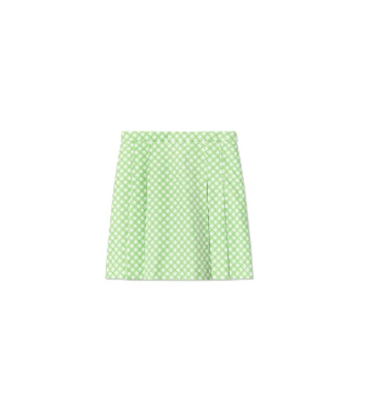 Tory Sport Printed Tech Twill Pleated Golf Skirt In Greenery Baseline Plaid