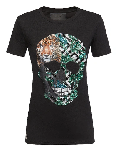 Philipp Plein T-shirt Round Neck Ss Aloha Plein In Black