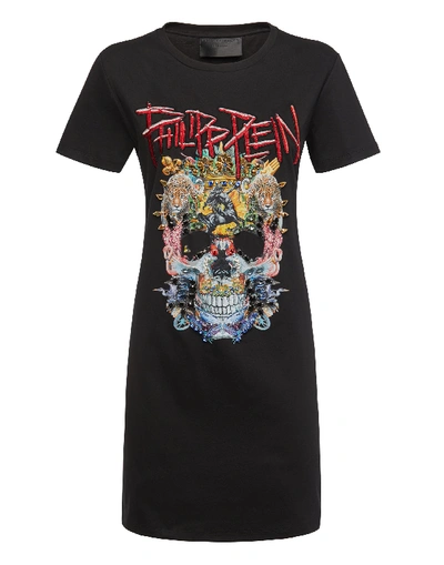 Philipp Plein T-shirt Short Dresses Skull In Black