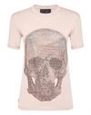 Philipp Plein T-shirt Round Neck Ss Skull In Rose / Pink