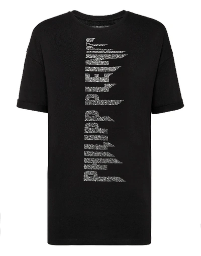 Philipp Plein T-shirt Round Neck Ss Rock Pp In Black