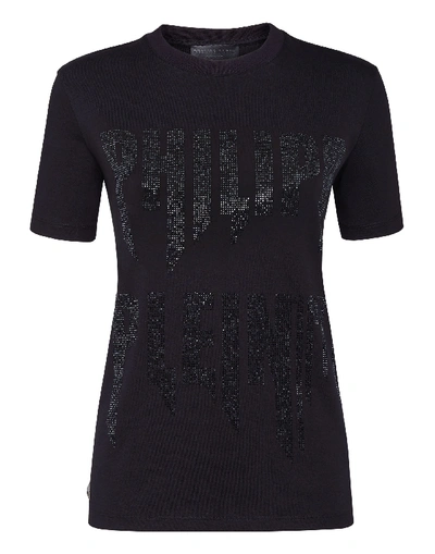 Philipp Plein T-shirt Round Neck Ss Rock Pp In Black