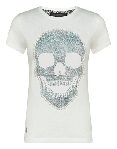 Philipp Plein T-shirt Round Neck Ss Skull In White