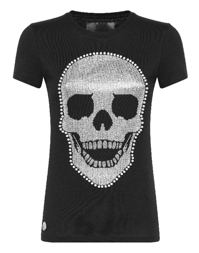 Philipp Plein T-shirt Round Neck Ss Skull In Black