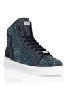 Philipp Plein Hi-top Sneakers Crystal In Dark Blue