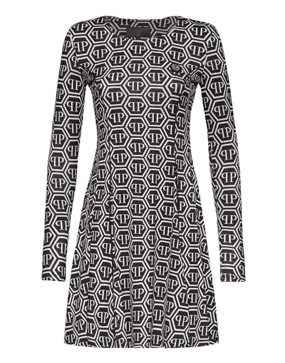 Philipp Plein Short Dress All Over Pp In Black