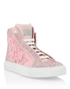 Philipp Plein Hi-top Sneakers Crystal In Rose / Pink