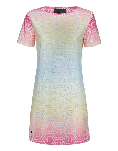 Philipp Plein T-shirt Round Neck Ss All Over Pp In Multicolor