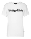 Philipp Plein T-shirt Round Neck Ss Skull In White / Black