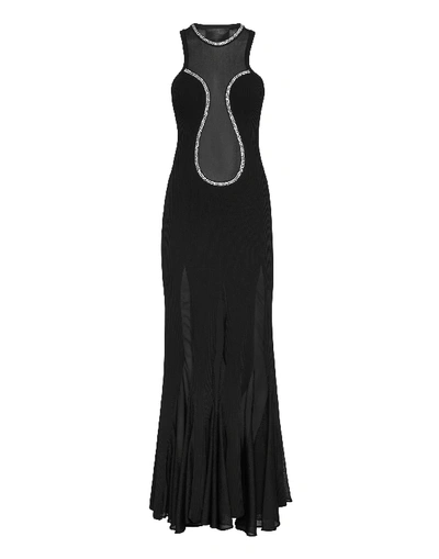 Philipp Plein Long Dress Crystal In Black