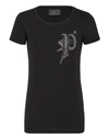 Philipp Plein T-shirt Round Neck Ss Gothic Plein In Black / White