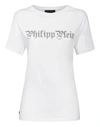 Philipp Plein T-shirt Round Neck Ss Skull In White/silver