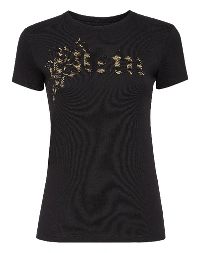 Philipp Plein T-shirt Round Neck Ss Gothic Plein In Black