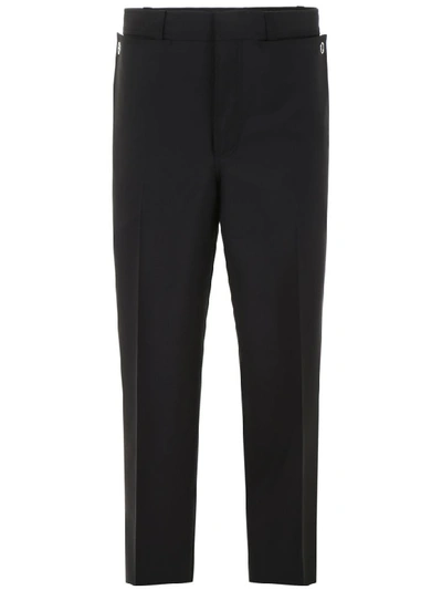 Burberry Press-stud Pocket Wool And Mohair-blend Trousers In Black