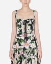 DOLCE & GABBANA LILY-PRINT POPLIN BUSTIER