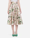 Dolce & Gabbana Floral-print Silk-satin Midi Skirt In Pink