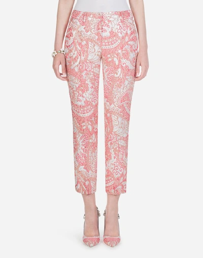 Dolce & Gabbana Lamé Jacquard Trousers In Pink