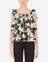 DOLCE & GABBANA LILY-PRINT POPLIN TOP