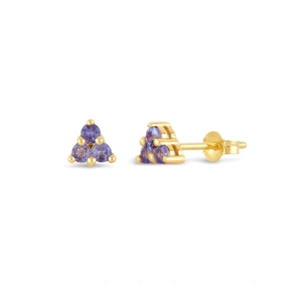 Dinny Hall Gold Shuga 14k Tanzanite Trillion Studs In Yellow Gold