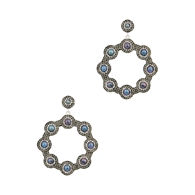 Soru Jewellery Pearl-embellished Rhodium-plated Hoop Earrings In Grey