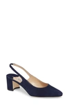 Manolo Blahnik Allurasa Slingback Suede Pumps In Navy Suede