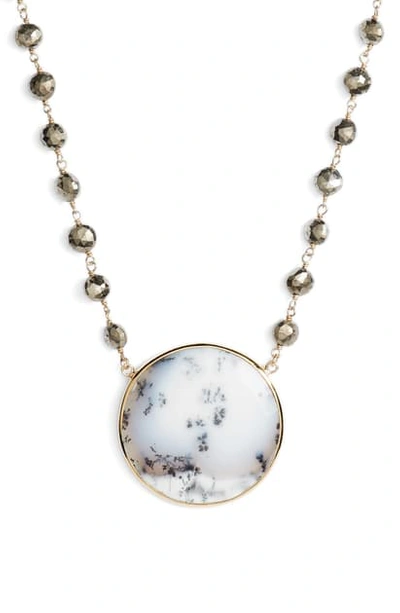 Ela Rae Morah Necklace In Pyrite/ Dendrite Opal Disc
