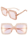 GUCCI 52MM CRYSTAL EMBELLISHED SQUARE SUNGLASSES,GG0148S005