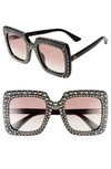 GUCCI 52MM CRYSTAL EMBELLISHED SQUARE SUNGLASSES,GG0148S00153