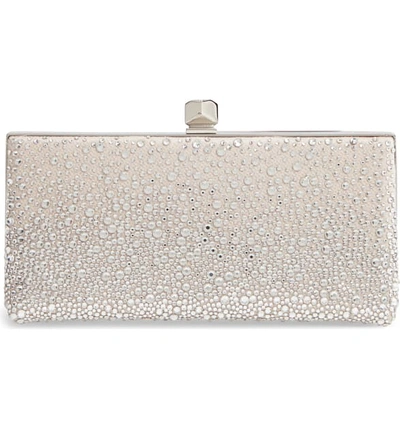 Jimmy Choo Celeste Sprinkled Crystal Mesh Frame Clutch In Ballet Pink/ Crystal