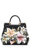 DOLCE & GABBANA SMALL SICILY LILY PRINT LEATHER SATCHEL,BB6003AA079